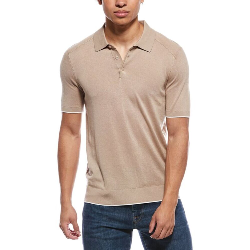 Raffi Mens  Jersey Polo Sweater Shirt, Brown